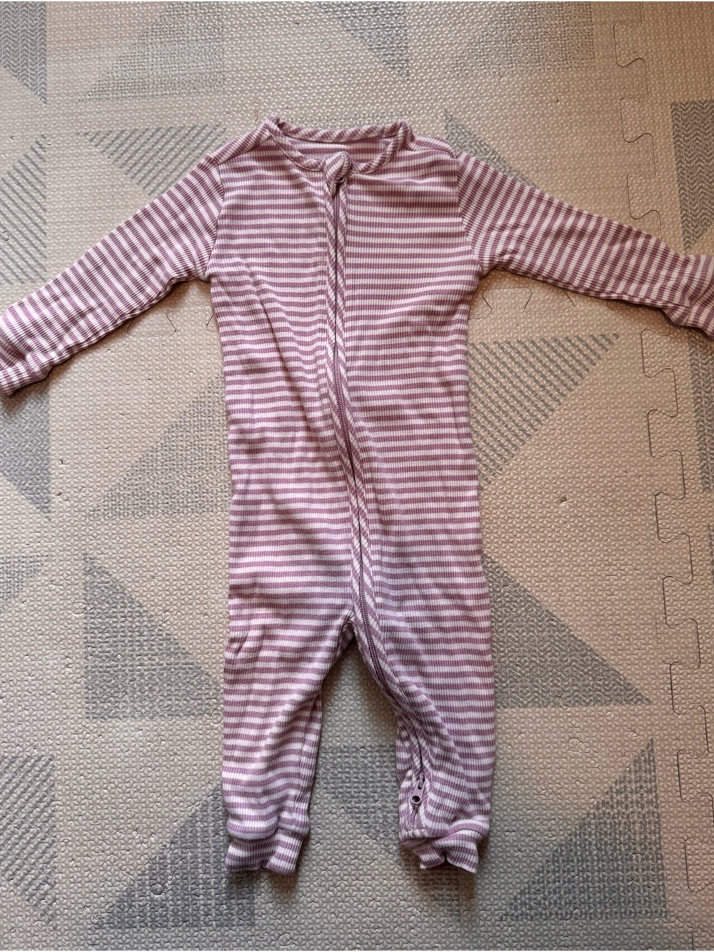 Quince Softest Rib Footie Size 6-9 Months Striped Purple